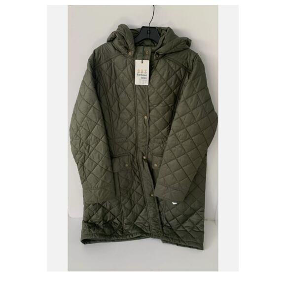 BARBOUR Jenkins Quilted Women's Jacket Size 2X $ 375 OLIVE COAT NEW - Picture 1 of 7